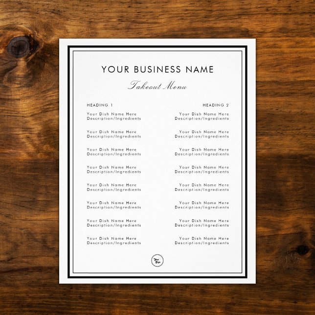 Svart Vit Ram Gräns Restaurang Café Takeaway Flygblad (Skapare uppladdad)