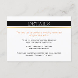 Svart, vit rand bröllop-kort tilläggskort