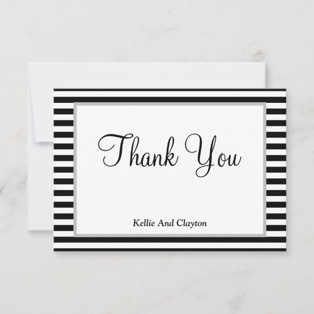 Svart/vit Rand-format - tackkort (Framsida)