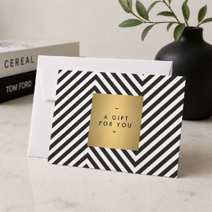 Svart Vit Rand Guld Minimalist Presentkort