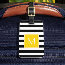 Svart & Vit Rand med Solgul Monogram