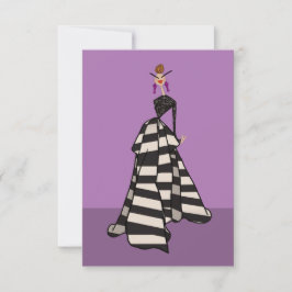 Svart & Vit Randig Dam Modet Art Card