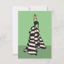 Svart & Vit Randig Dam Modet Art Card