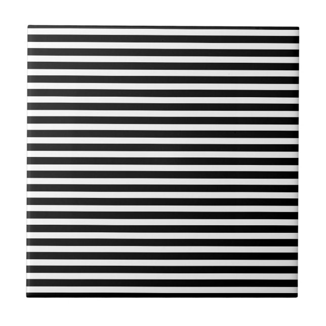 Svart & Vit Randig Enkel Stilren Modern Minimalist Kakelplatta (Framsidan)
