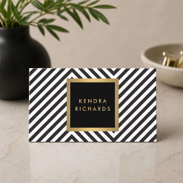 Svart Vit Randig Guld Minimalistisk Modern Djärv Visitkort