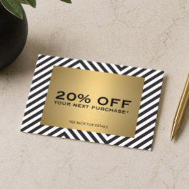 Svart Vit Randig Guld Minimalistisk Modern Kupong