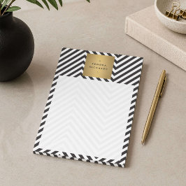 Svart Vit Randig Guld Minimalistisk Modern Post-it Block