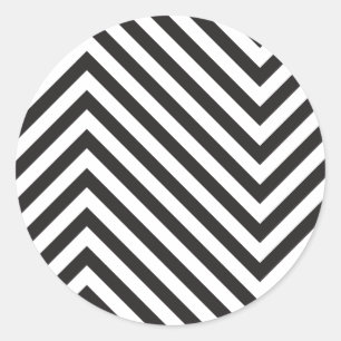 Svart Vit Randig Guld Minimalistisk Modern Ren Runt Klistermärke