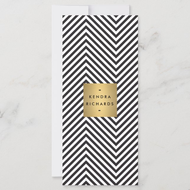 Svart Vit Randig Guld Minimalistisk Modern Tom (Framsida)