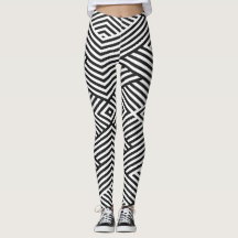 Svart & Vit Randig Illusionsleggings