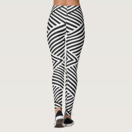 Svart & Vit Randig Illusionsleggings Leggings