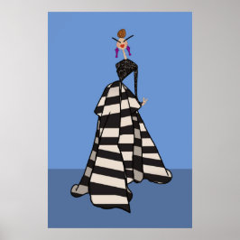Svart & Vit Randig Kvinna Glamourös Modetkonst Poster