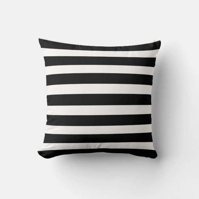Svart & Vit Randig Modern Chic Kudde (Framsida)