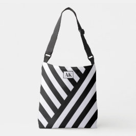 Svart & Vit Randig Monogram Töjbags Axelväska
