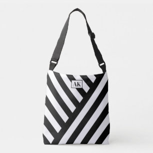 Svart & Vit Randig Monogram Töjbags Axelväska