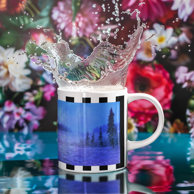 Svart-vit-randig triptykfoto kaffemugg (Black and White Stripes Triptych Photo Coffee Mug)