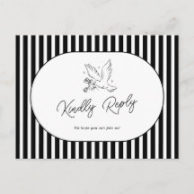 Svart Vit Randig Whimsical Bröllop RSVP