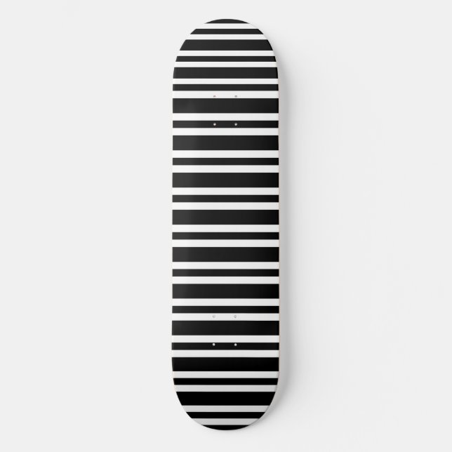 Svart-vit randigt sömlöst mönster mini skateboard bräda 18,5 cm (Framsida)