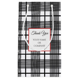 Svart-vit redigerbar presentväska med Glen-rutigt 