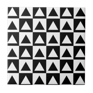 Svart & vit Retro Geometrics Kakelplatta