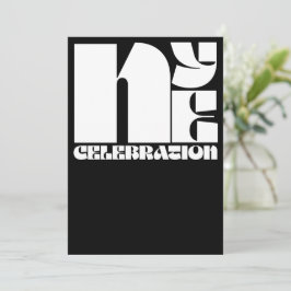 Svart Vit Retro Typografi Nyårsafton Fest Inbjudningar