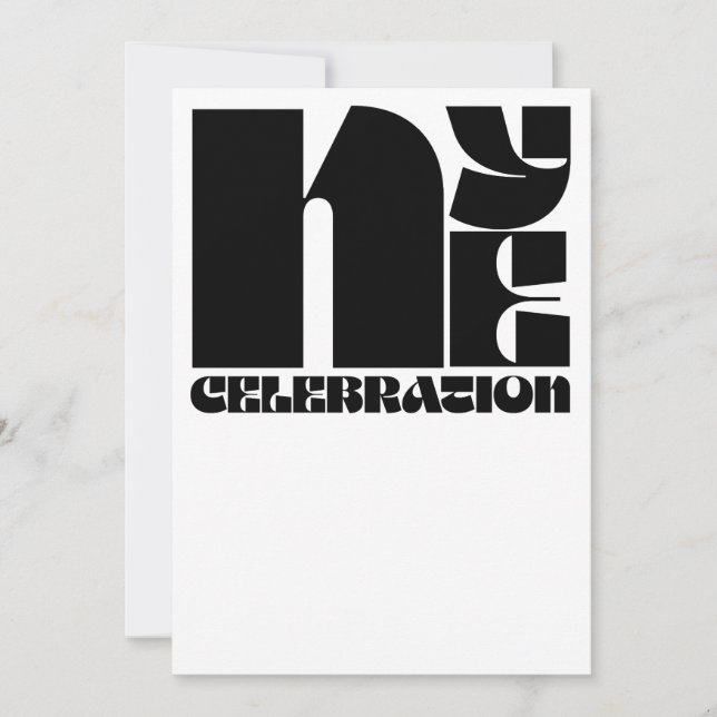 Svart Vit Retro Typografi Nyårsafton Fest Inbjudningar (Framsida)
