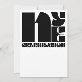 Svart Vit Retro Typografi Nyårsafton Fest Inbjudningar