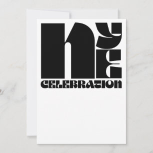 Svart Vit Retro Typografi Nyårsafton Fest Inbjudningar