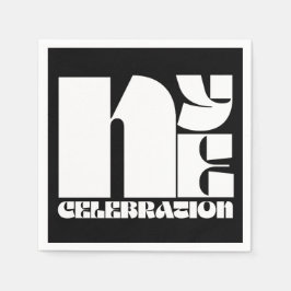 Svart Vit Retro Typografi Nyårsafton Fest Pappersservett