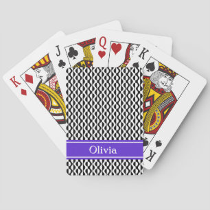 Svart & Vit Retro Våg Mönster med Lila Band Casinokort