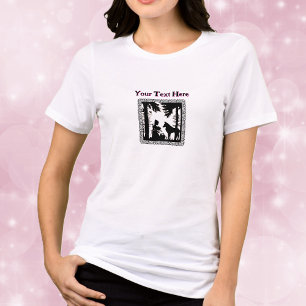Svart Vit Riding Hood Skogar Varg Fin Ram T Shirt