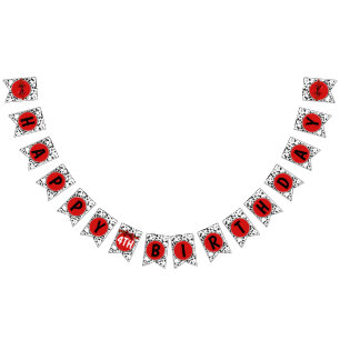 Svart Vit Röd Båge Dalmatiner Glad Födelsedag Part Vimplar