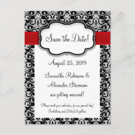 Svart/Vit/Röd Band Damaskus Spara Datum Meddelande Vykort