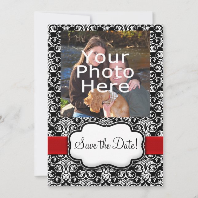 Svart/Vit/Röd Band Slöjd Spara Datum Datumet (Framsida)