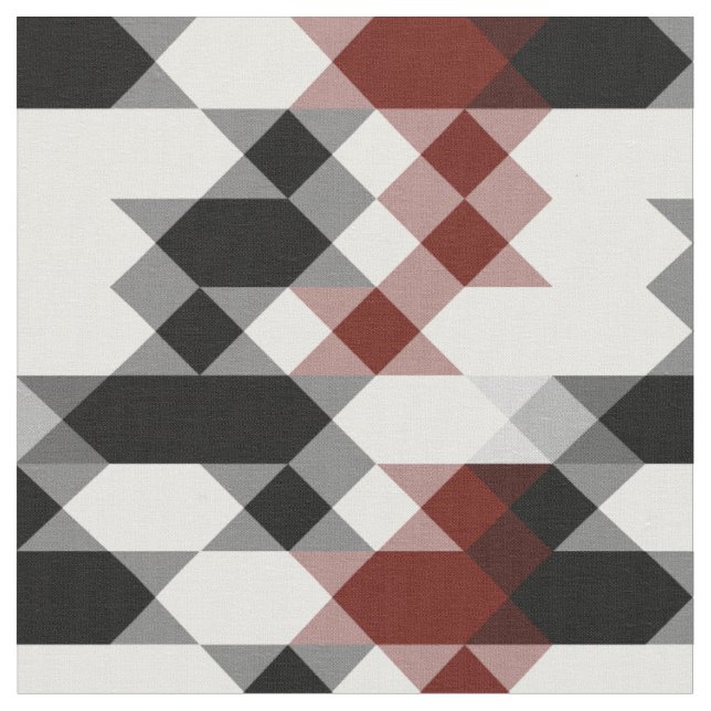 svart vit röd geometrisk tyg (Närbild)