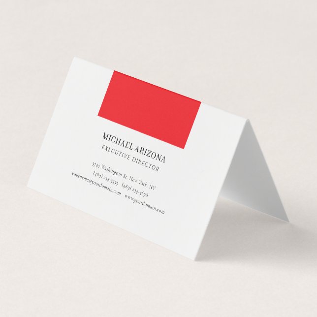 Svart & Vit Röd Minimalistisk Enkel Modern Enkel Visitkort (Framsida)