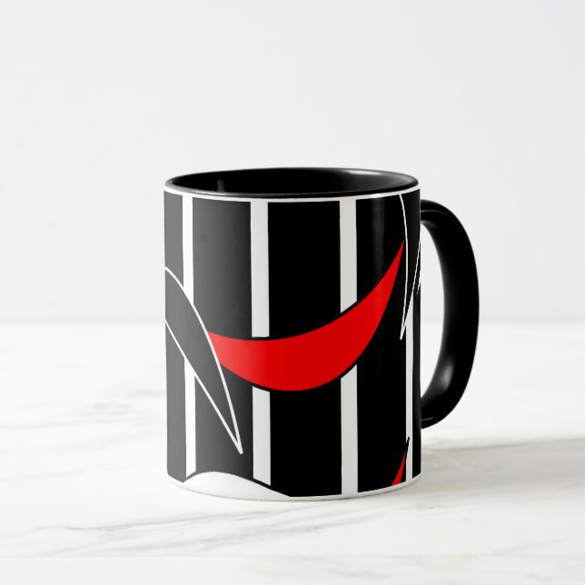 Svart, vit, röd modern konst mugg (Framsida höger)