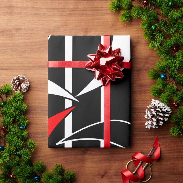 Svart, vit, röd modern konst presentpapper (Julgåva)