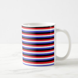 Svart, vit, röd och blå Rand Kaffemugg