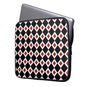 Svart, vit, Röda diamanten Mönster Laptop Fodral