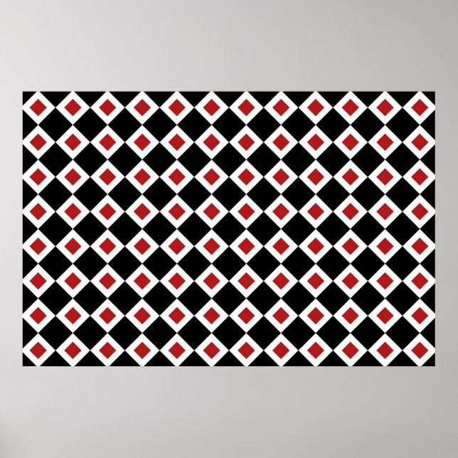 Svart, vit, Röda diamanten Mönster Poster (Framsidan)