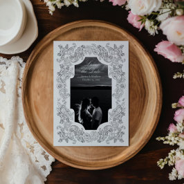 Svart & Vit Romantisk Barock Foto Spara Datumet