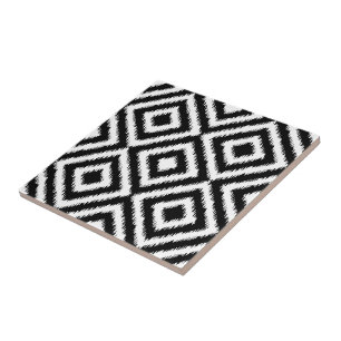 Svart vit romb Shaped Square Mosaic Mönster Kakelplatta