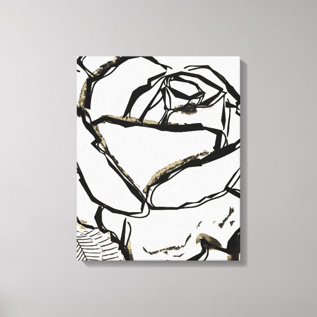Svart Vit Ros Canvastryck Minimalistiskt Blommotiv (Framsida)