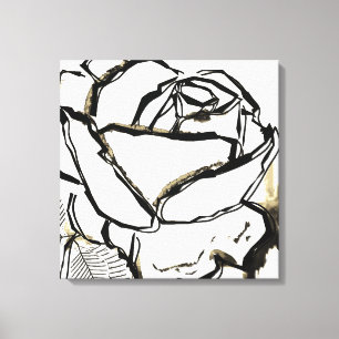Svart Vit Ros Canvastryck Minimalistiskt Blommotiv