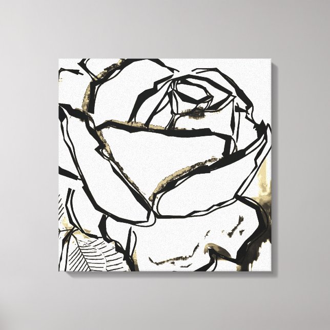 Svart Vit Ros Canvastryck Minimalistiskt Blommotiv (Framsida)
