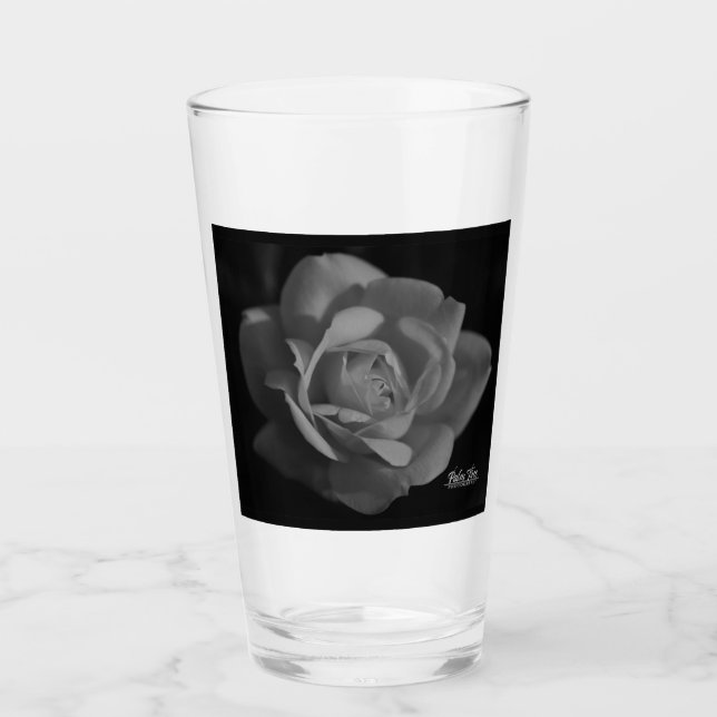 Svart & Vit Ros Pilsner Glas | Kärklekscitat (Framsida)