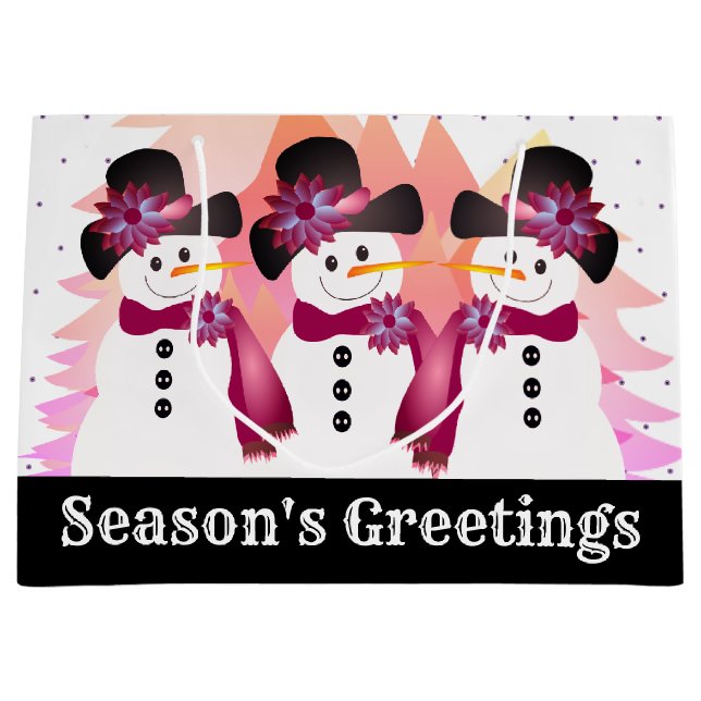 Svart Vit Rosa Burgunder Snöman (Framsidan)