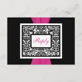 Svart, Vit, Rosa Damask TRYCKT BAND RSVP OSA Kort