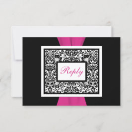 Svart, Vit, Rosa Damask TRYCKT BAND RSVP OSA Kort